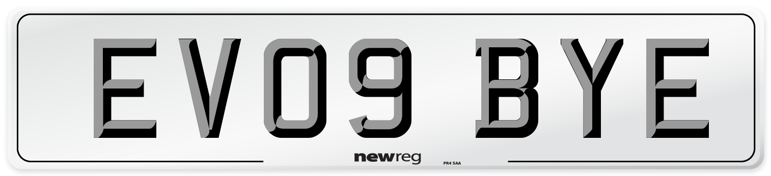 EV09 BYE Number Plate from New Reg